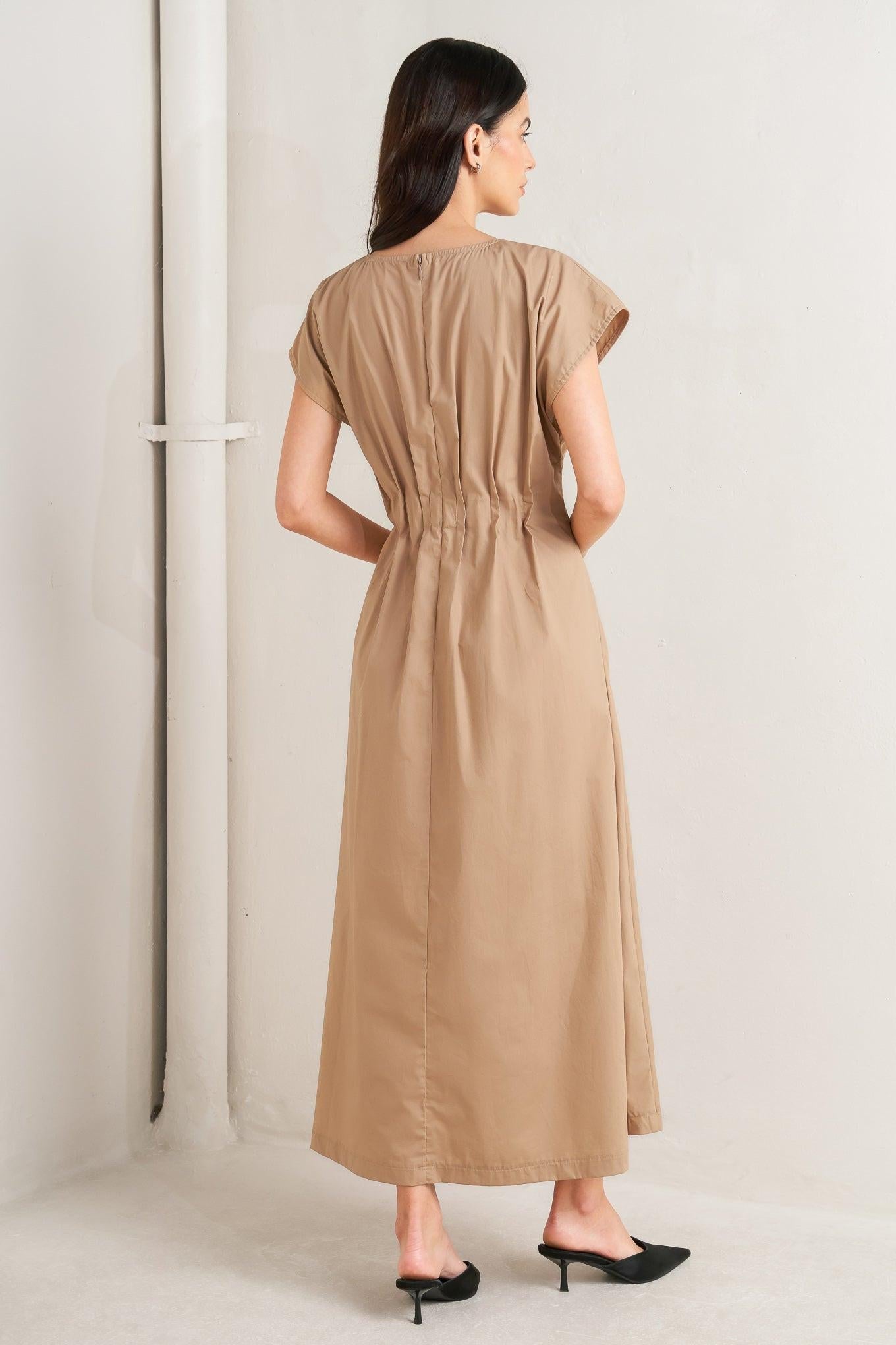 NOVA SAND WOVEN MIDI DRESS Flying Tomato