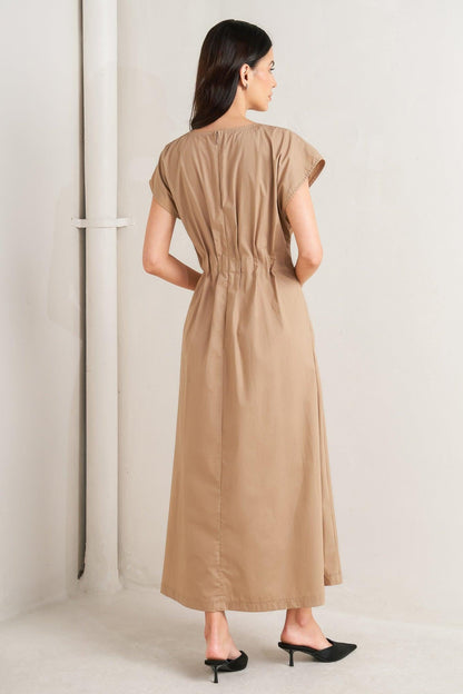 NOVA SAND WOVEN MIDI DRESS Flying Tomato