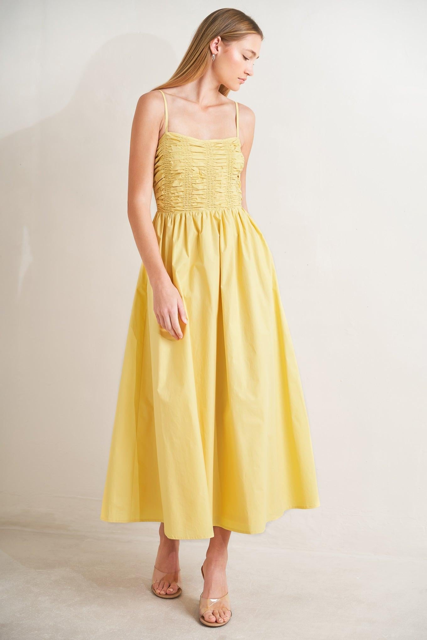 LEMON KISS WOVEN MIDI DRESS Flying Tomato