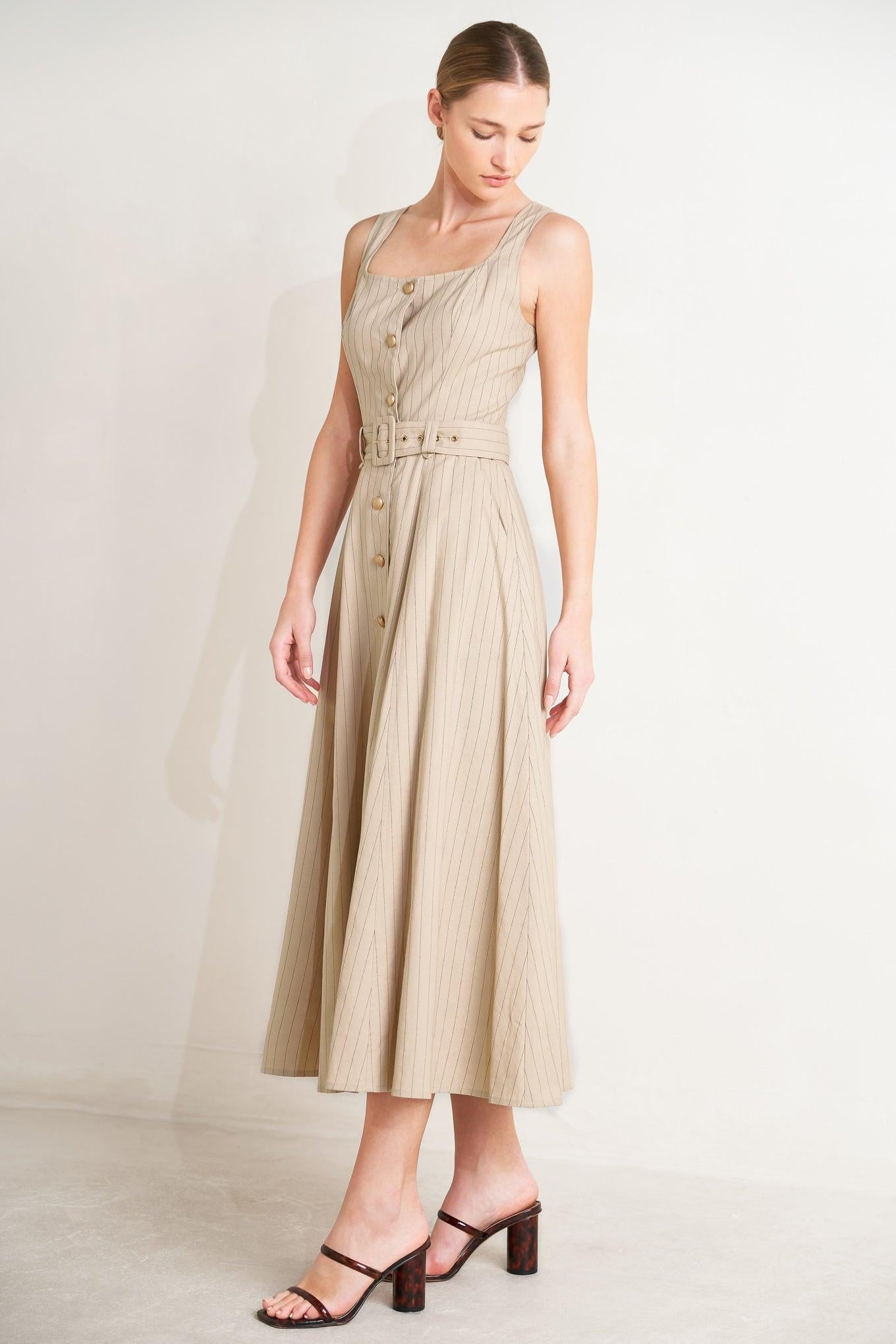 TAILORED IN SUNLIGHT WOVEN MIDI DRESS Flying Tomato