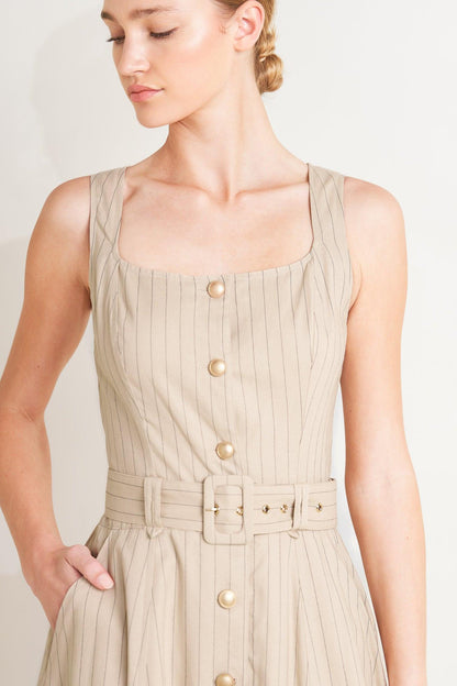 TAILORED IN SUNLIGHT WOVEN MIDI DRESS Flying Tomato