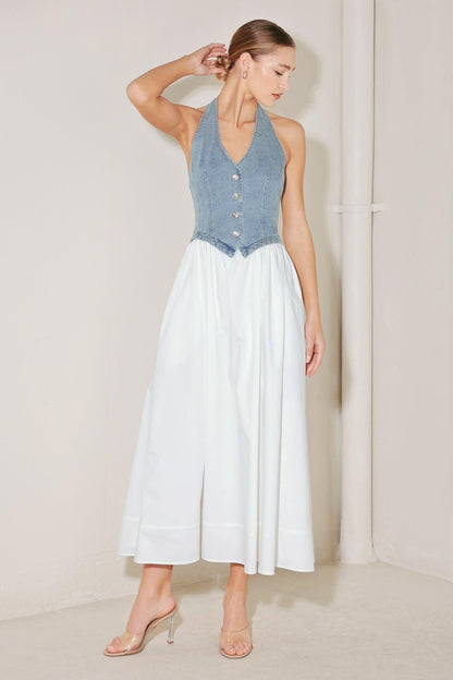 CITY TO COAST WOVEN MIDI DRESS Flying Tomato