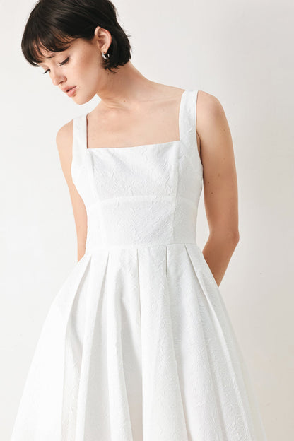 ECHO IN WHITE WOVEN MIDI DRESS Flying Tomato