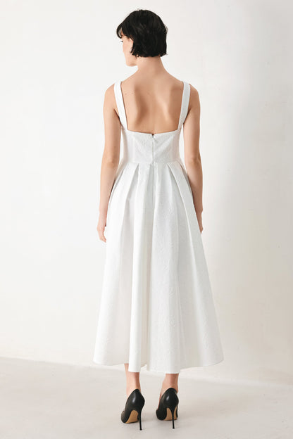 ECHO IN WHITE WOVEN MIDI DRESS Flying Tomato