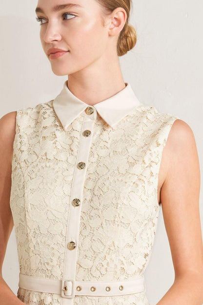 PURELY ROMANTIC WOVEN LACE MIDI DRESS Flying Tomato