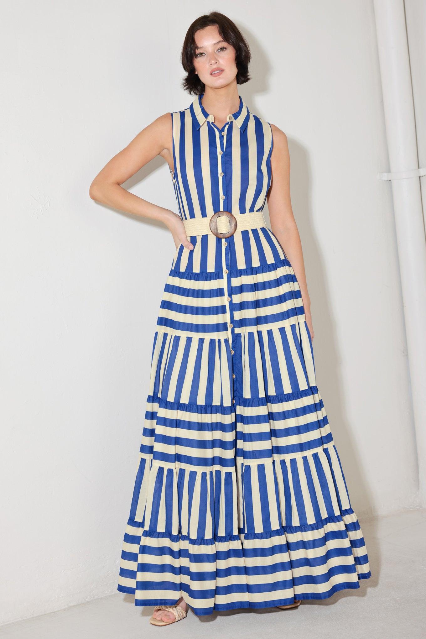 SUNSET BOARDWALK STRIP MAXI DRESS Flying Tomato