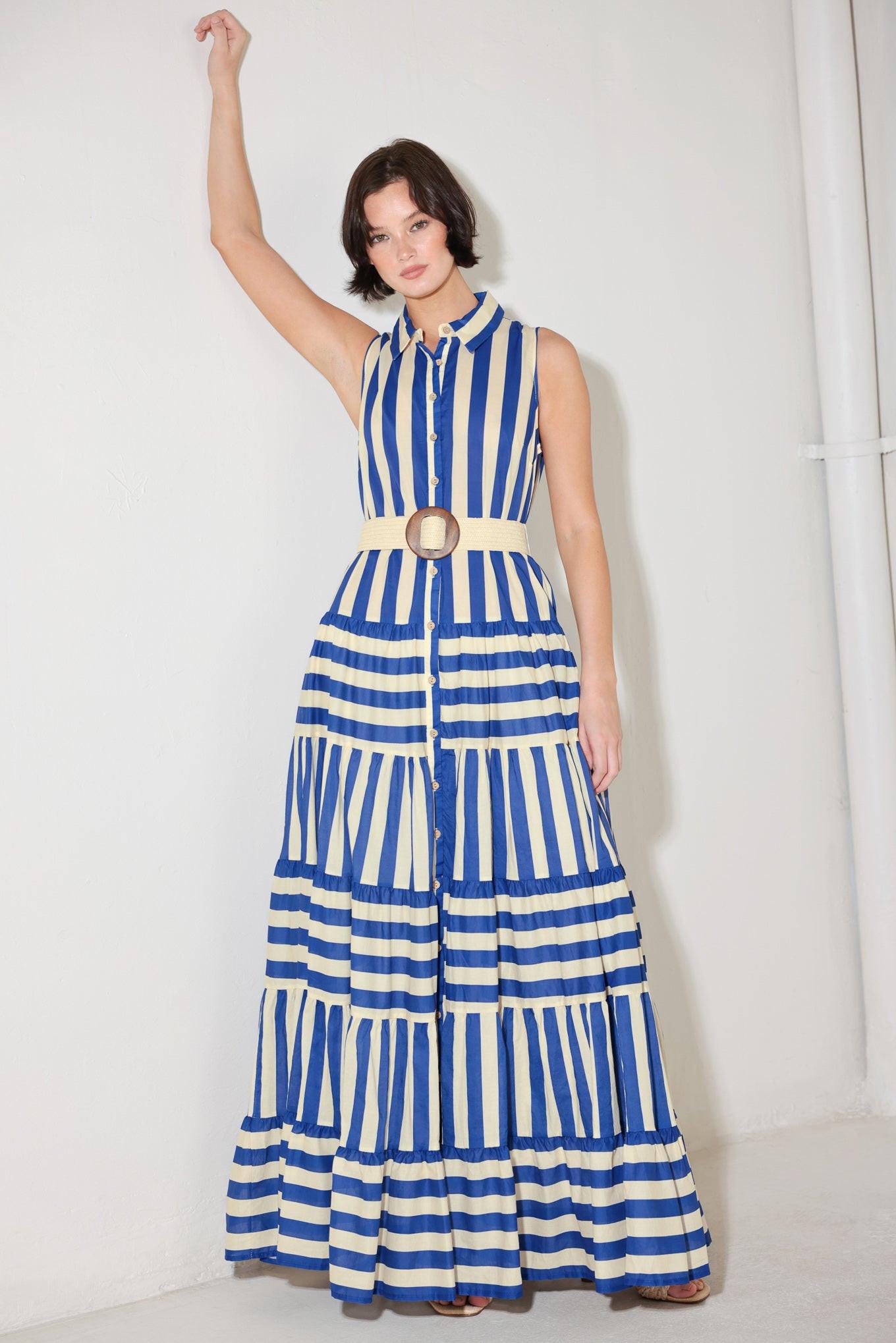 SUNSET BOARDWALK STRIP MAXI DRESS Flying Tomato
