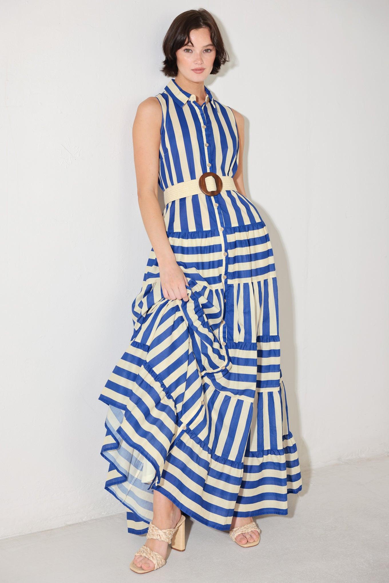 SUNSET BOARDWALK STRIP MAXI DRESS Flying Tomato