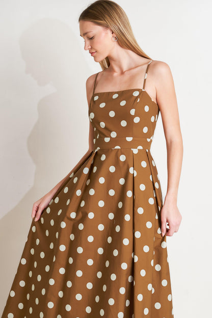 ESPRESSO DOT DREAM WOVEN MIDI DRESS Flying Tomato