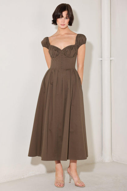 MOCHA MUSE MOMENT WOVEN MIDI DRESS Flying Tomato