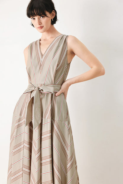 SWEET STRIPE WOVEN MIDI DRESS Flying Tomato