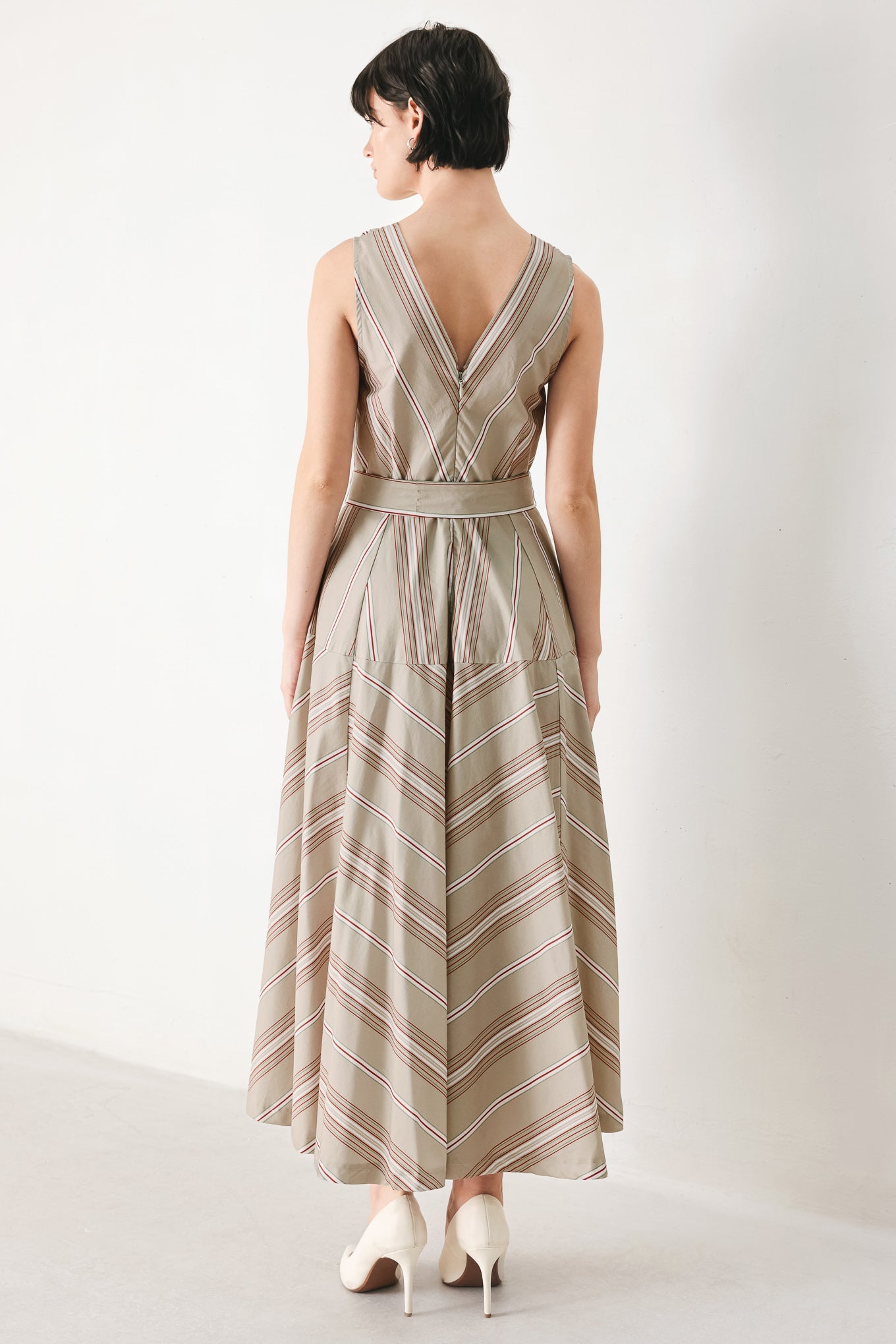 SWEET STRIPE WOVEN MIDI DRESS Flying Tomato