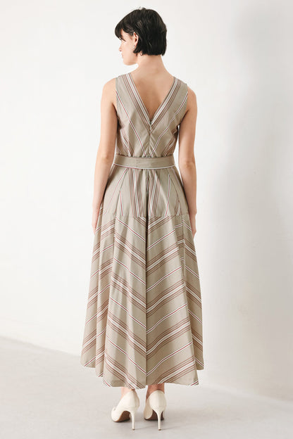 SWEET STRIPE WOVEN MIDI DRESS Flying Tomato