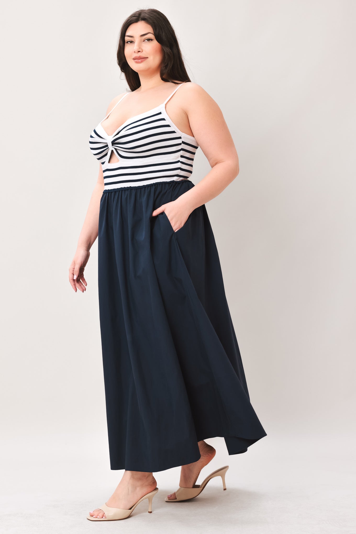 PARIS STRIPE CUTOUT MIDI DRESS Flying Tomato