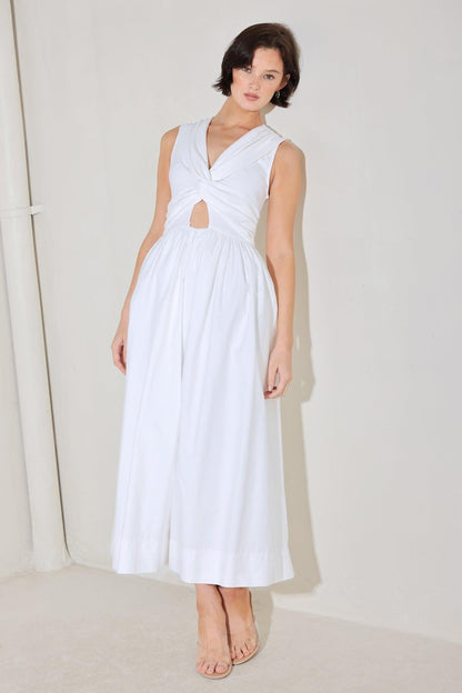 ANGEL VEIL SOLID MIDI DRESS Flying Tomato