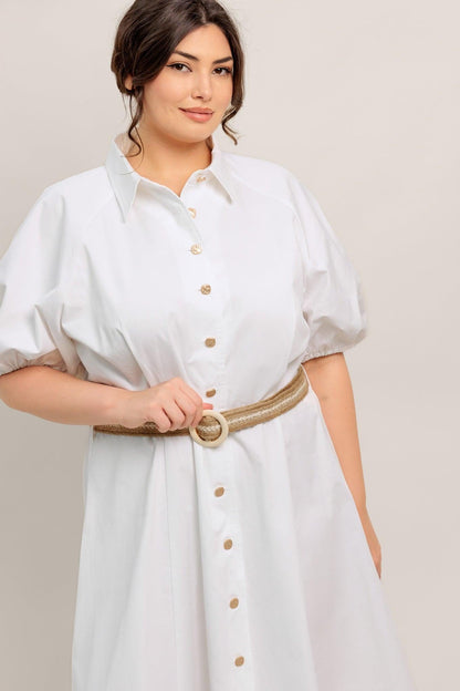 RELAXED TAILOR WOVEN MIDI DRESS Flying Tomato