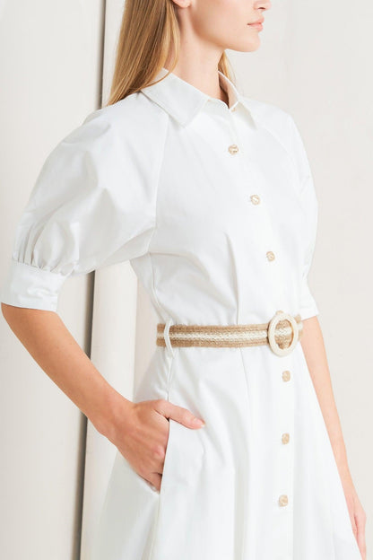 RELAXED TAILOR WOVEN MIDI DRESS Flying Tomato