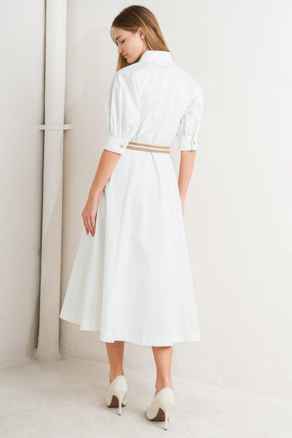 RELAXED TAILOR WOVEN MIDI DRESS Flying Tomato