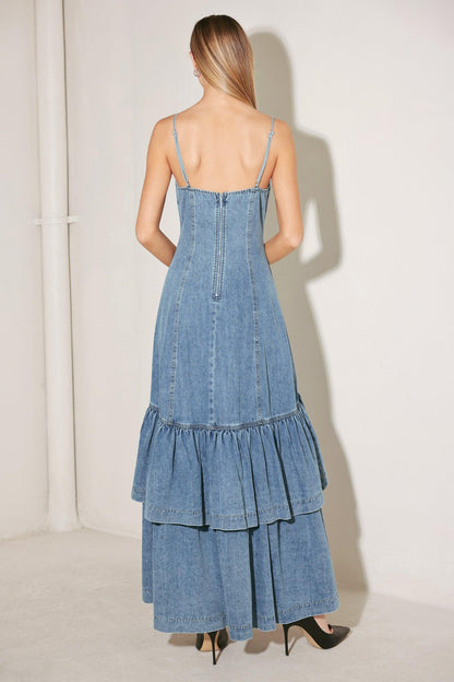 RUNWAY REBEL DENIM MIDI DRESS Flying Tomato