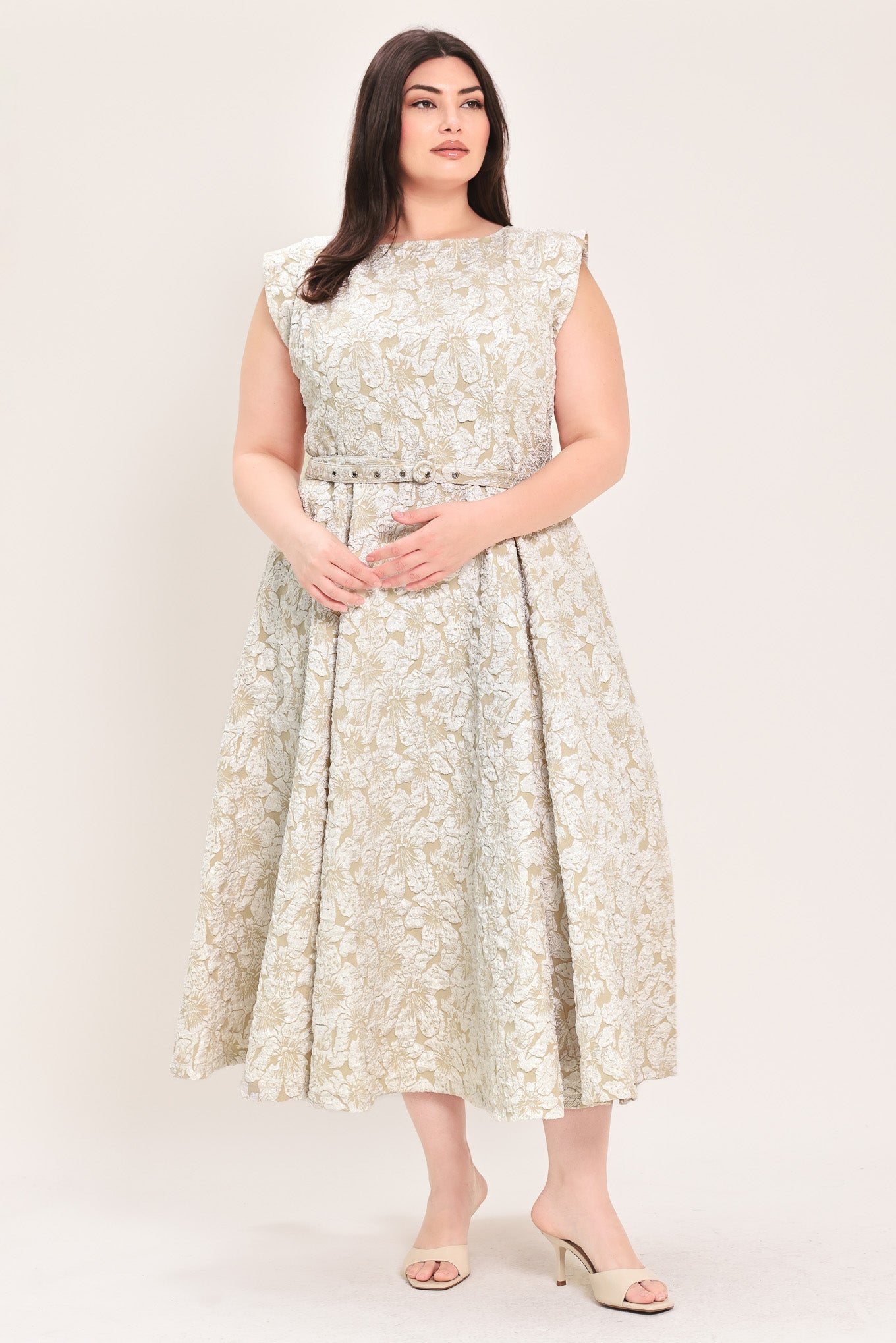 STATEMENT IN IVORY WOVEN MIDI DRESS Flying Tomato