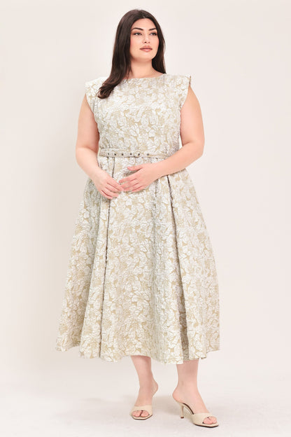 STATEMENT IN IVORY WOVEN MIDI DRESS Flying Tomato