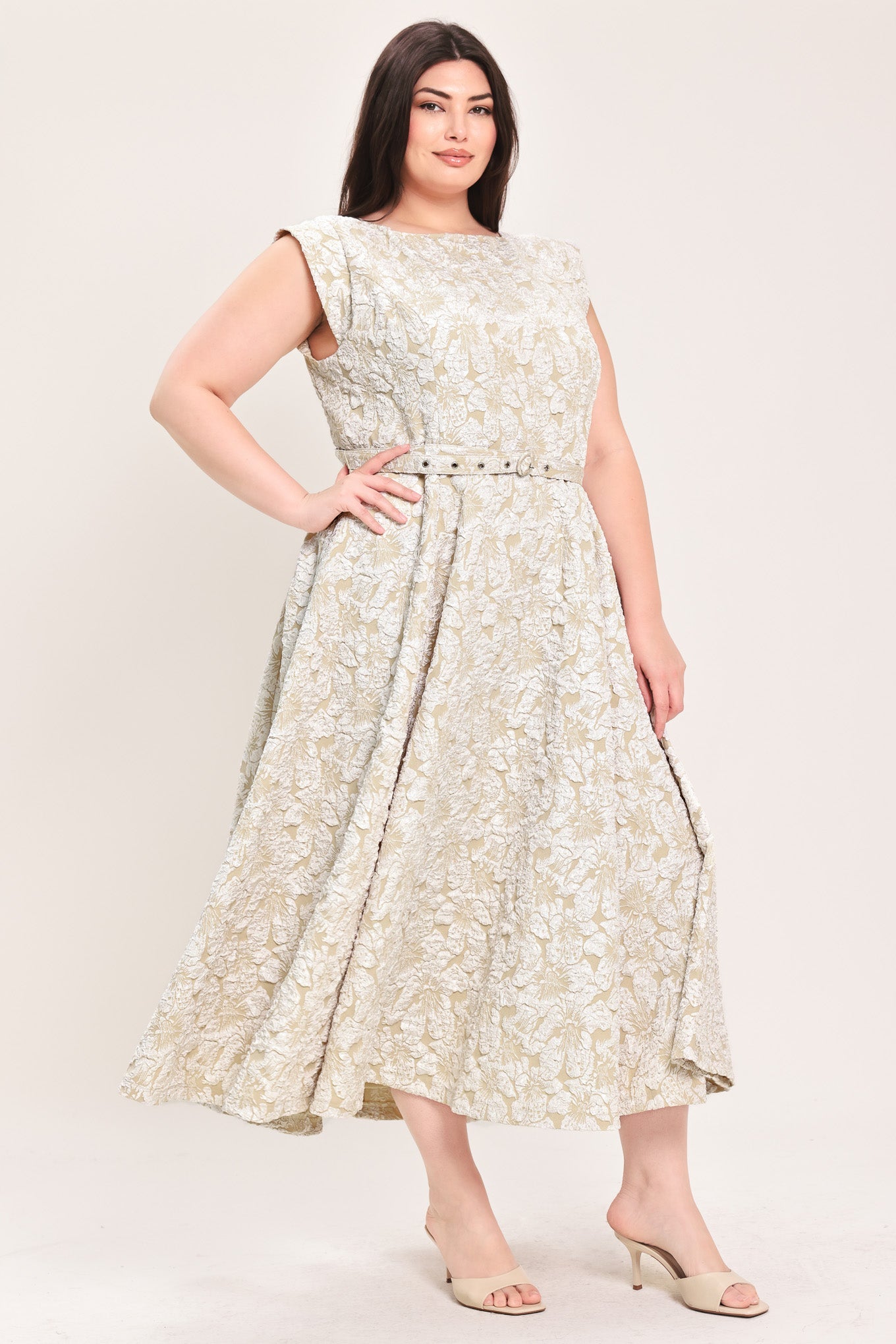 STATEMENT IN IVORY WOVEN MIDI DRESS Flying Tomato