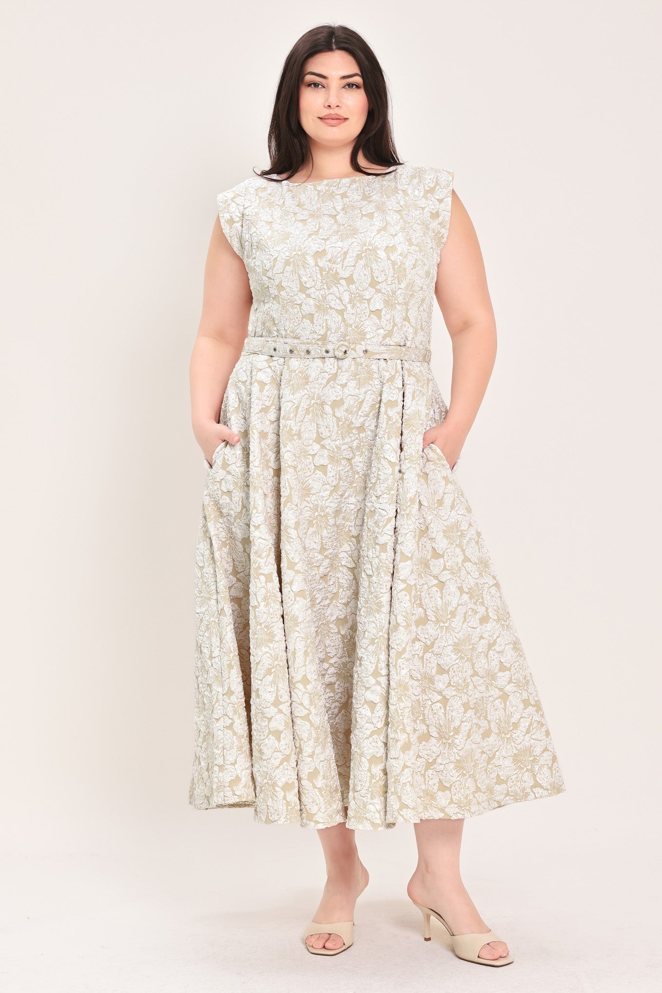STATEMENT IN IVORY WOVEN MIDI DRESS Flying Tomato