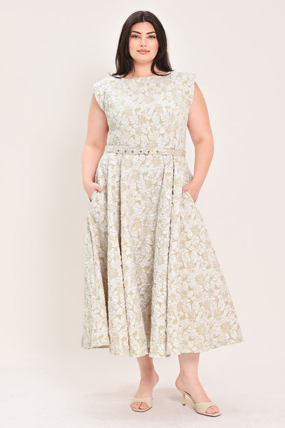 STATEMENT IN IVORY WOVEN MIDI DRESS Flying Tomato