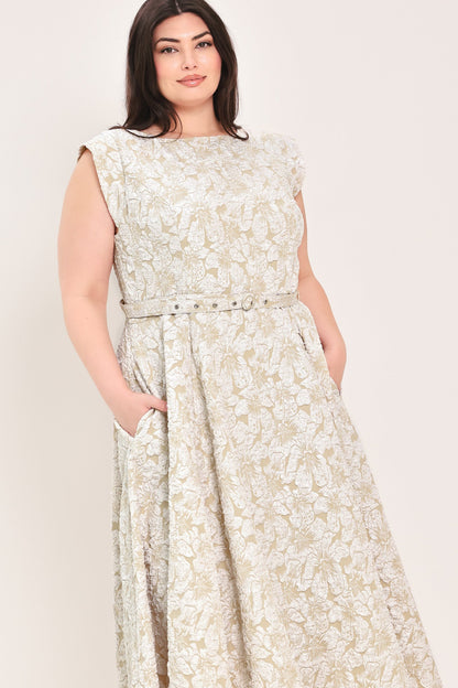 STATEMENT IN IVORY WOVEN MIDI DRESS Flying Tomato
