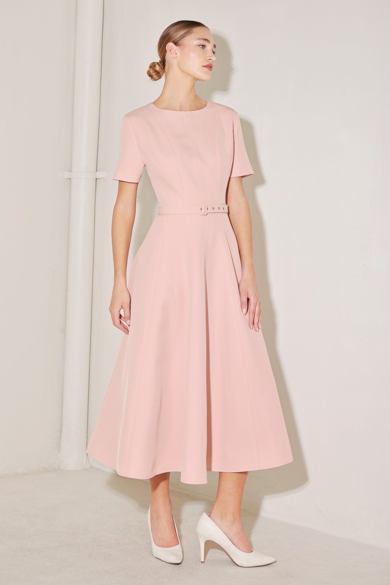 SPRING ICON PINK WOVEN MIDI DRESS Flying Tomato