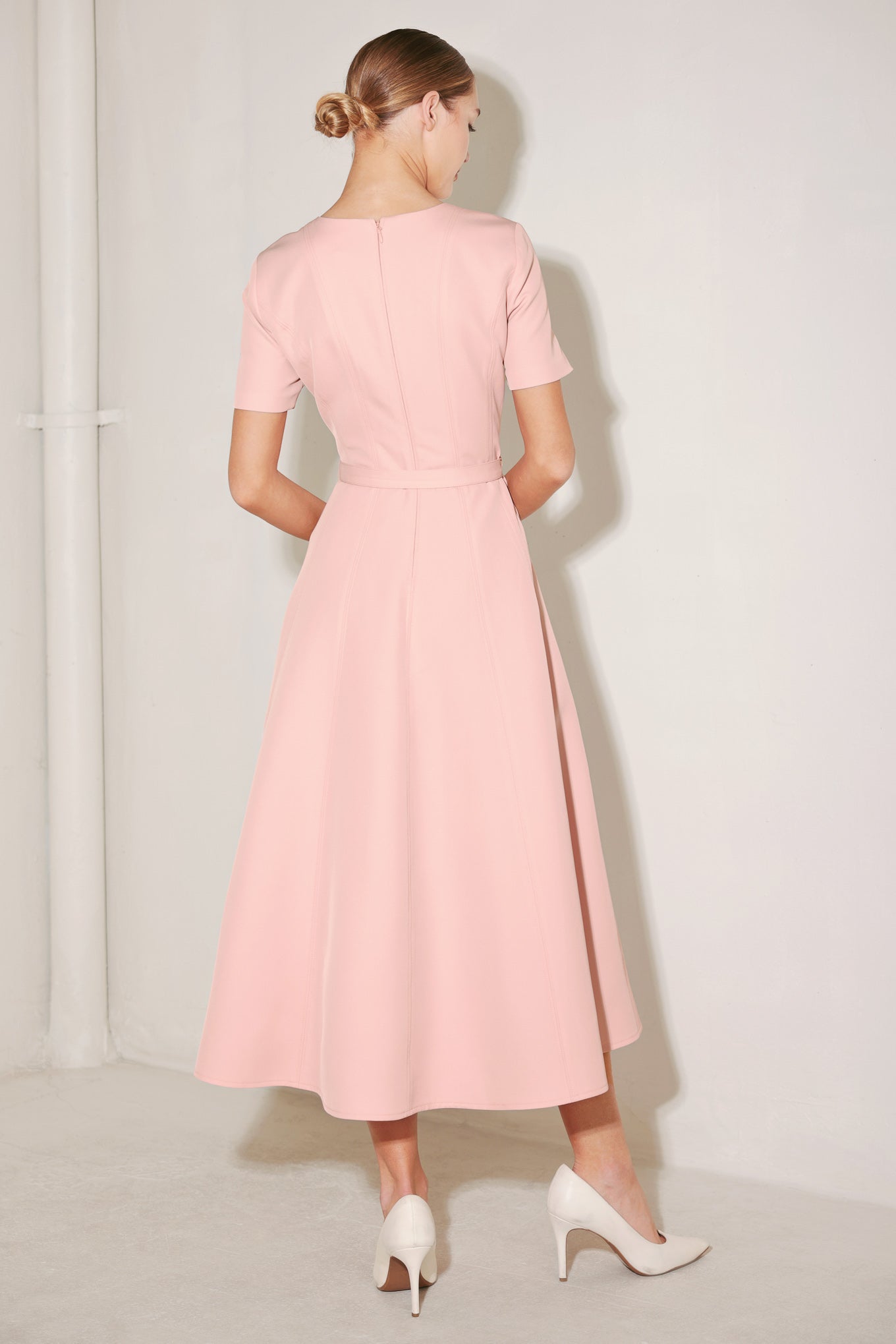 SPRING ICON PINK WOVEN MIDI DRESS Flying Tomato