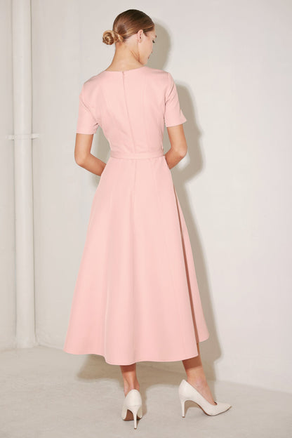SPRING ICON PINK WOVEN MIDI DRESS Flying Tomato