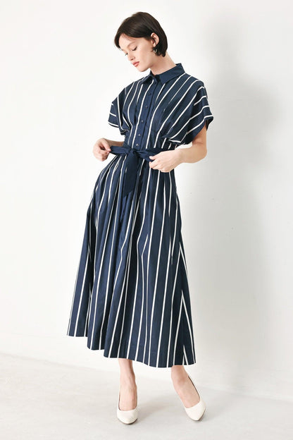 PINSTRIPE STORY WOVEN MIDI DRESS Flying Tomato
