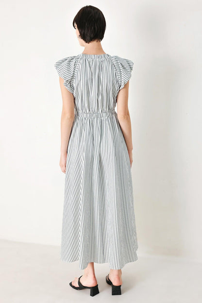 WHISPER STRIPE WOVEN MIDI DRESS Flying Tomato