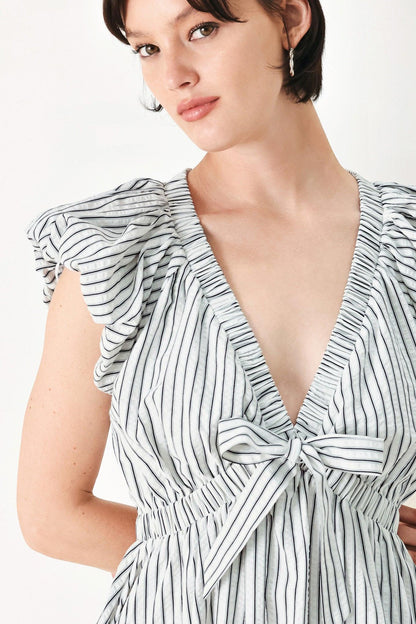 WHISPER STRIPE WOVEN MIDI DRESS Flying Tomato