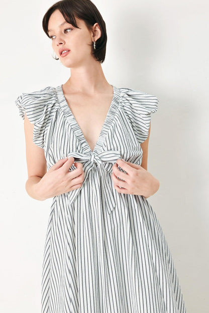 WHISPER STRIPE WOVEN MIDI DRESS Flying Tomato