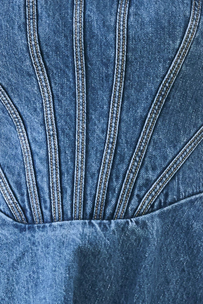 VINTAGE SHAPE DENIM MINI DRESS Flying Tomato