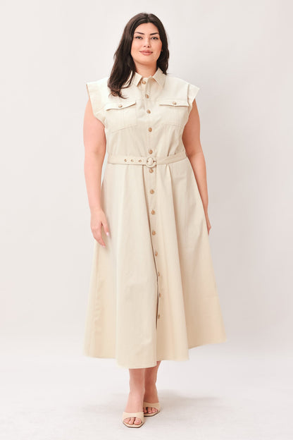 NEUTRAL COMMAND WOVEN SHIRT DRESS Flying Tomato
