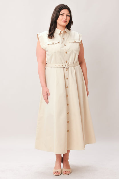 NEUTRAL COMMAND WOVEN SHIRT DRESS Flying Tomato