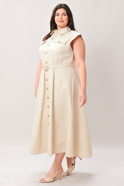 NEUTRAL COMMAND WOVEN SHIRT DRESS Flying Tomato