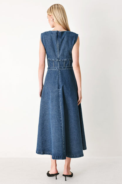 QUIET MUSE DENIM MIDI DRESS Flying Tomato