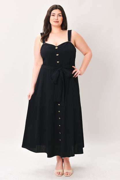 LOVELY NOIR WOVEN MIDI DRESS Flying Tomato