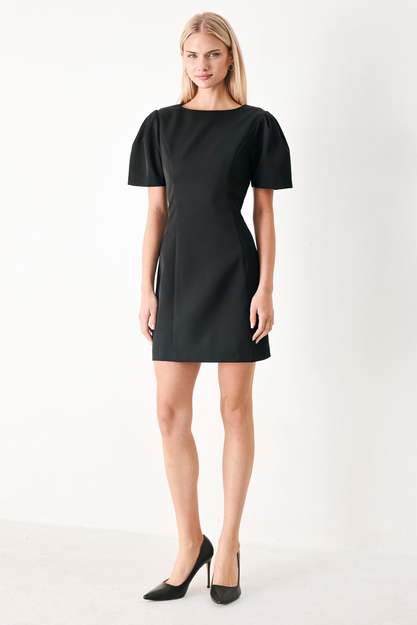 BLACK MIDNIGHT WOVEN MINI DRESS Flying Tomato