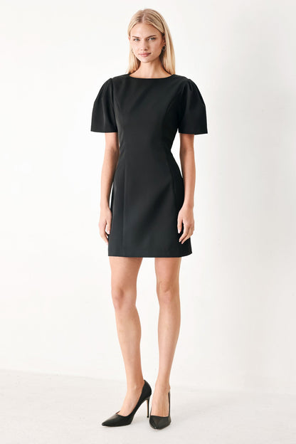 BLACK MIDNIGHT WOVEN MINI DRESS Flying Tomato