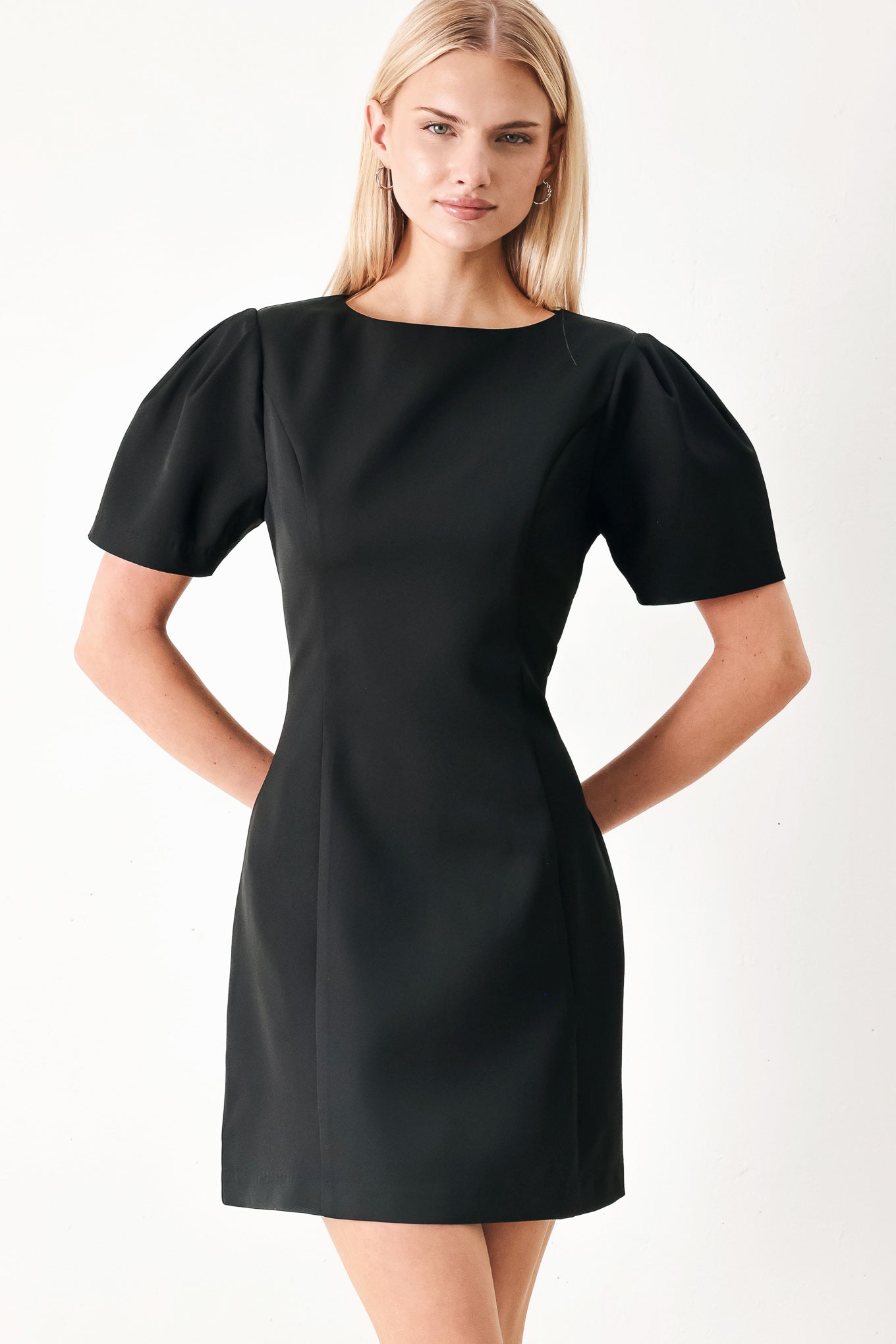 BLACK MIDNIGHT WOVEN MINI DRESS Flying Tomato