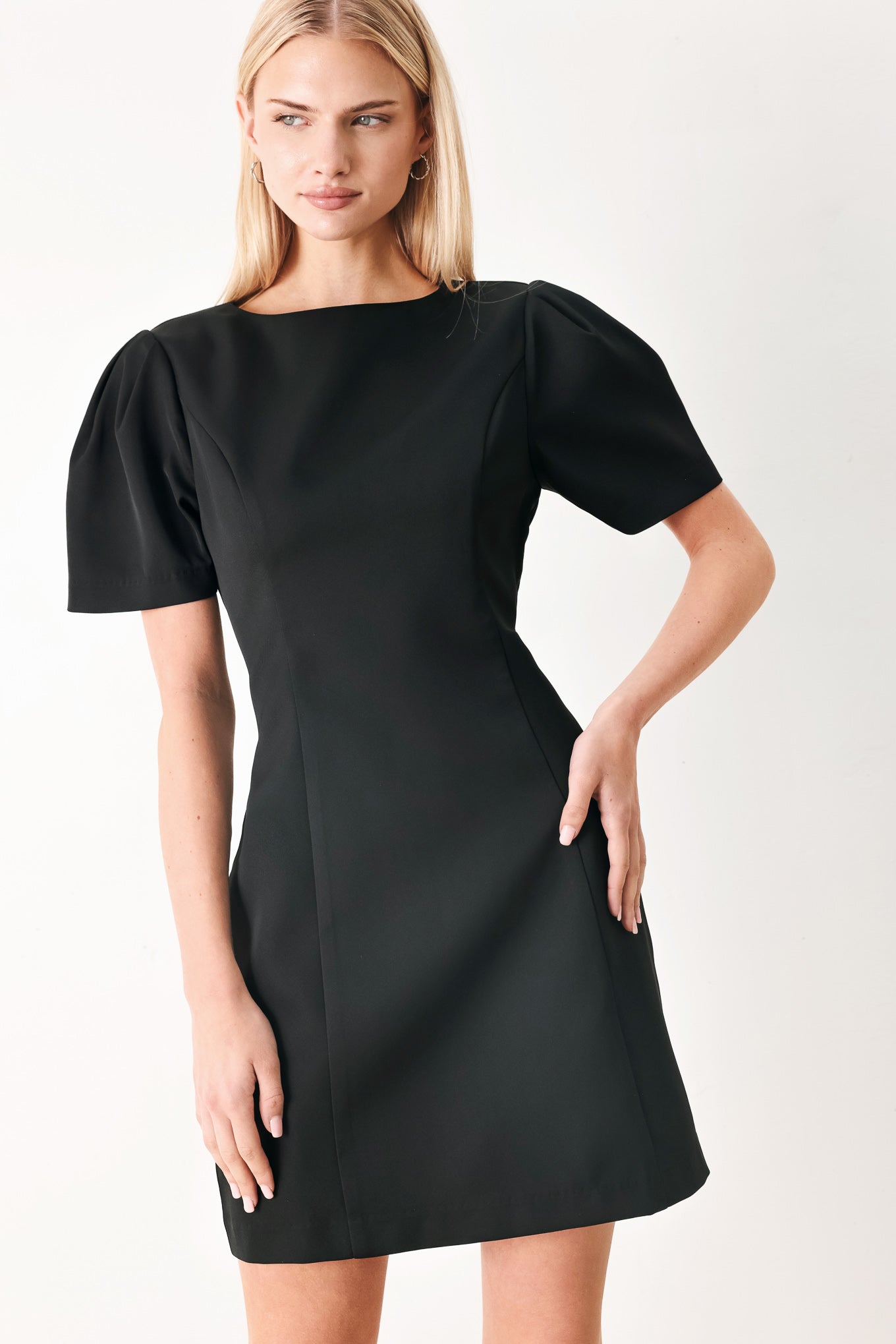 BLACK MIDNIGHT WOVEN MINI DRESS Flying Tomato