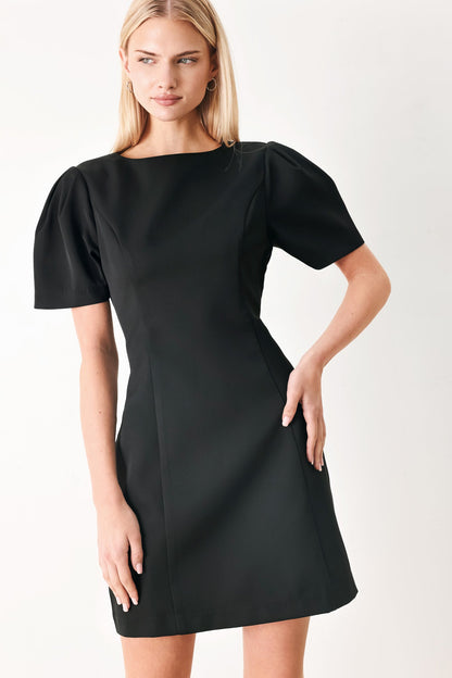 BLACK MIDNIGHT WOVEN MINI DRESS Flying Tomato
