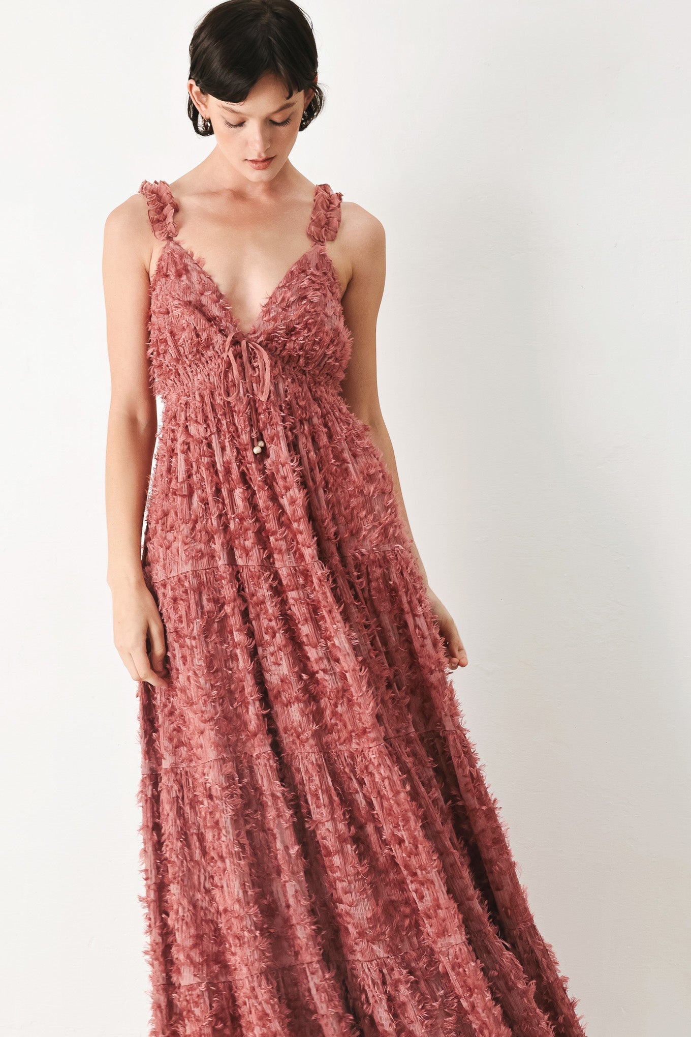 TWILIGHT ROSETTE WOVEN MAXI DRESS Flying Tomato
