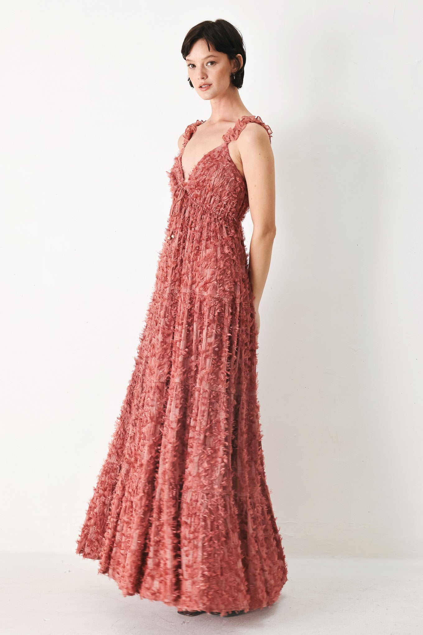 TWILIGHT ROSETTE WOVEN MAXI DRESS Flying Tomato