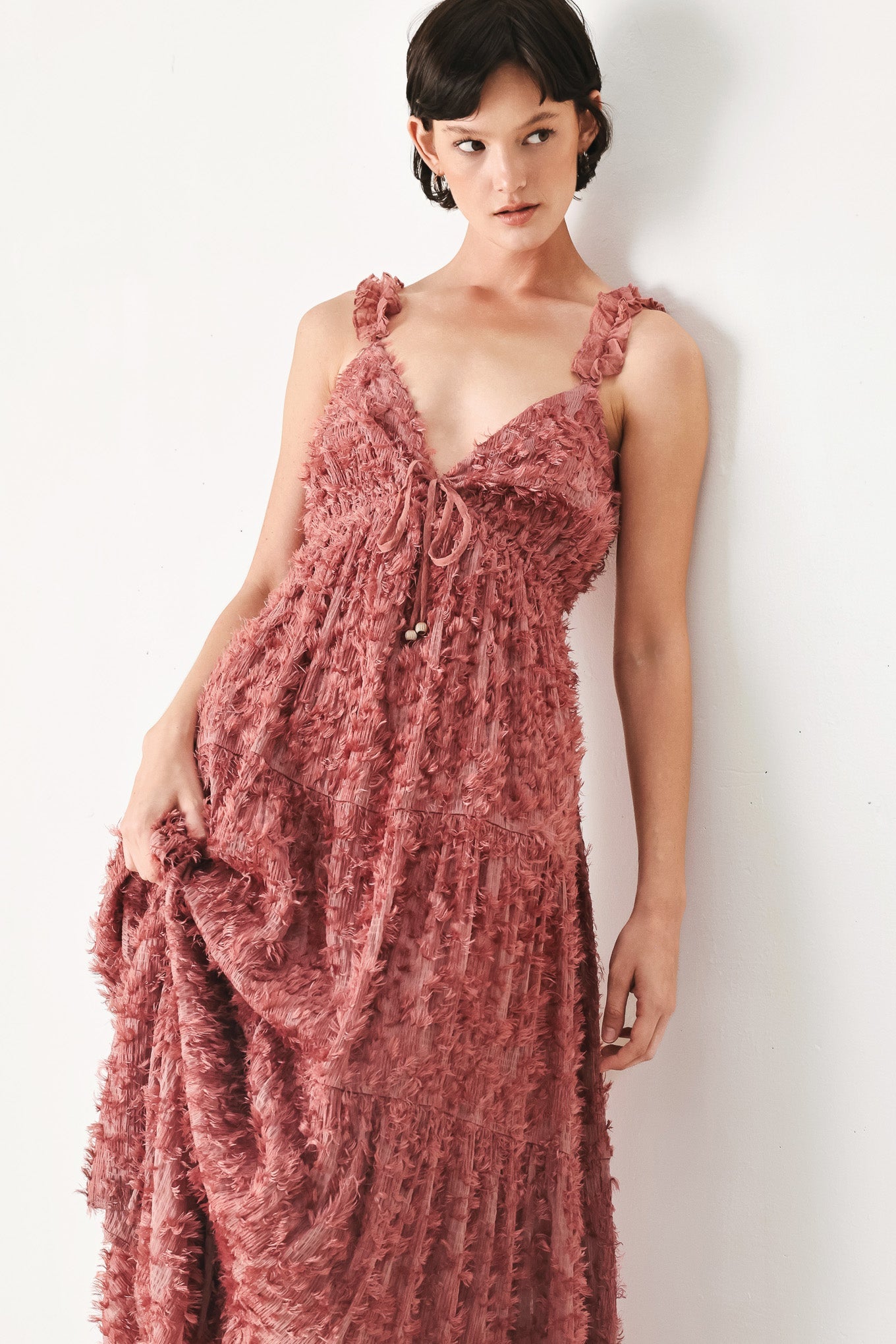 TWILIGHT ROSETTE WOVEN MAXI DRESS Flying Tomato